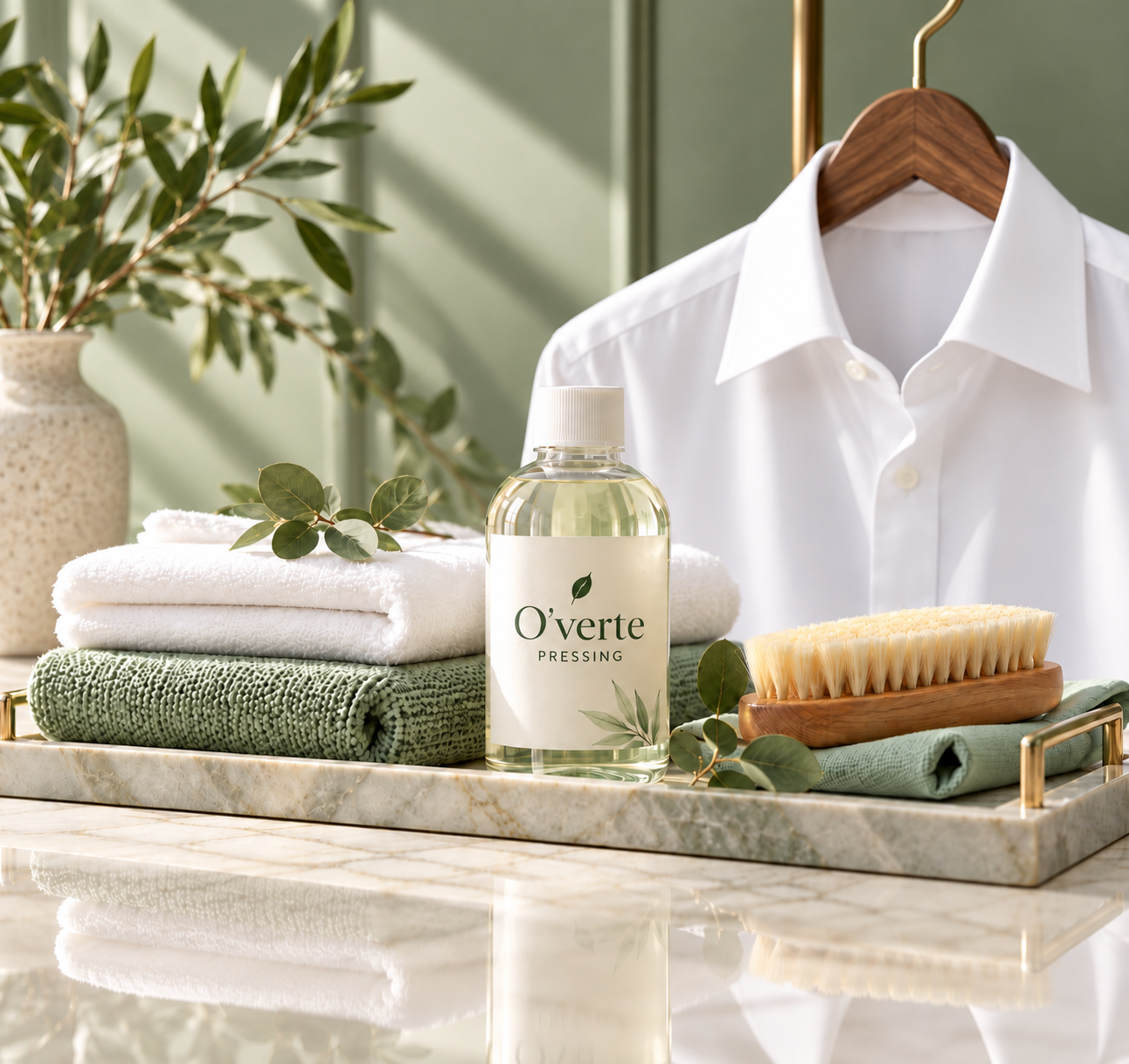 Pressing écologique O’Verte à Lutry — chemise blanche et soin du linge
